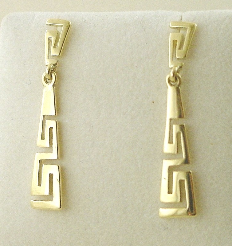 Greek Key earrings-Meander earrings-Greek Jewelry-Greek key gold earrings