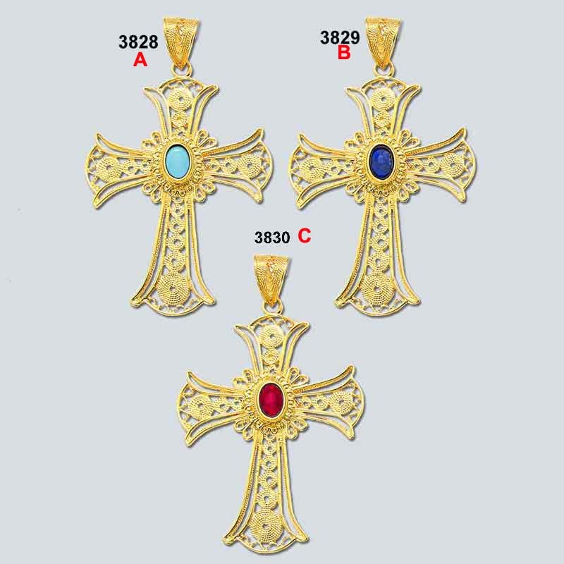 Greek Byzantine Filigree Baptism Orthodox Cross 18K Gold