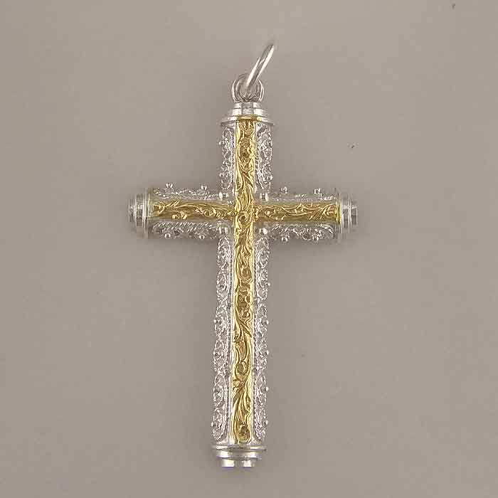 Byzantine Orthodox Filigree cross Gold plated silver, Greek gold jewelry, Byzantine filigree Gold Crosses, Greek jewelry shop, Byzantine jewelry