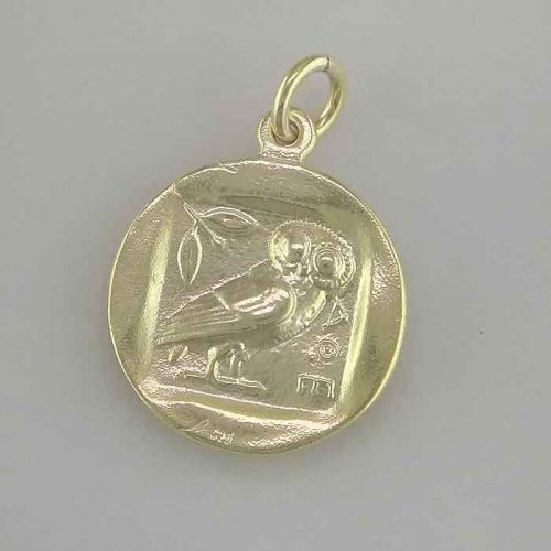 Goddess-Athena- Ancient-coin-pendant-silver-gold plated-Greek-jewelry-owl pendant