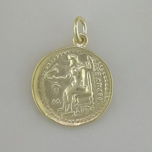 Alexander-Great-Ancient-silver-coin-pendant- gold plated-Ancient-Greek jewelry