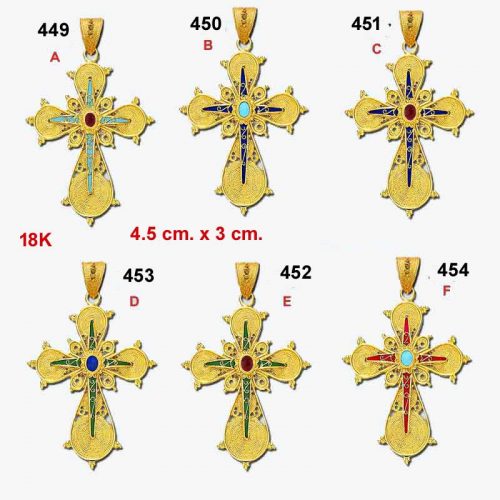 Byzantine 18K gold crosses, Orthodox baptismal gold crosses, Greek gold baptism crosses, filigree cross, 18K gold crosses