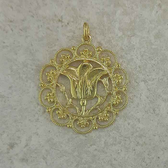 Rose of Rhodes pendant, Greek traditional filigree Rhodes jewelry gold plated & silver pendants, traditional Greek silver pendants, traditional Greek jewelry