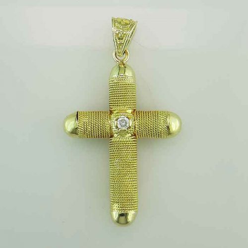 Byzantine Orthodox baptism diamond cross in 18K Gold, Greek Gold Jewelry, baptismal orthodox crosses, Byzantine jewelry